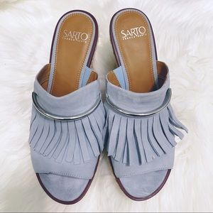 Franco Sarto Light Blue Fringe Wedges